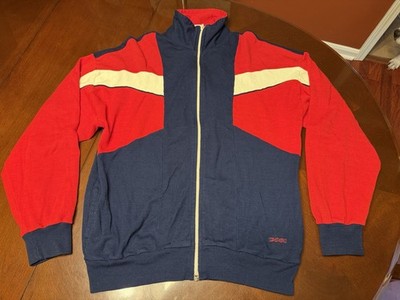 Vintage McGregor Competitor Track Tennis Jacket XL Red Navy Color Block Full Zip