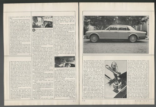 1981 ROLLS-ROYCE SILVER SPIRIT & SILVER SPUR magazine article - Picture 3 of 3