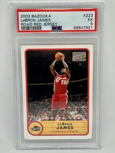 2003 Topps Bazooka LeBron James RC Road Red Jersey Rookie Card PSA 5 Excellent