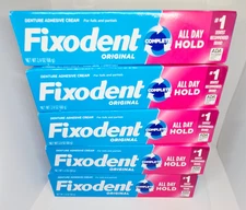 New Fixodent Original, All Day Hold, Denture Adhesive Cream 5 Pack, 2.4 oz each
