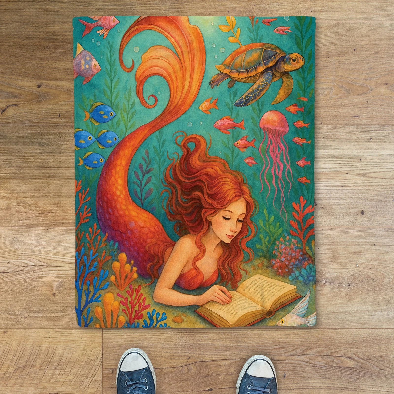 Ocean Mermaid Under the Sea Fleece Blanket