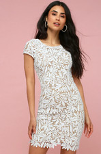 LuLu's Right Sheer, Right Now White Lace Bodycon Dress  NWT Bridal Shower Dress