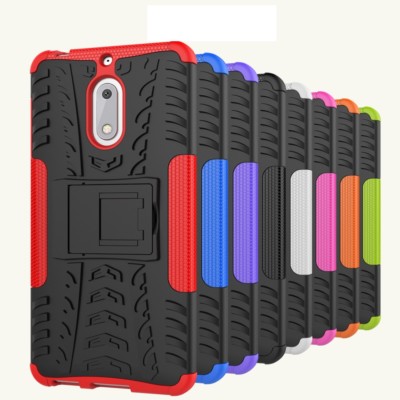 Für Nokia 6 Slim Armour Tough Defender stoßfeste Hülle Cover Ständer + LCD-Schutz