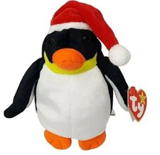 Zero The Penguin with Santa Claus Hat Ty Beanie Baby Retired Christmas MWMT