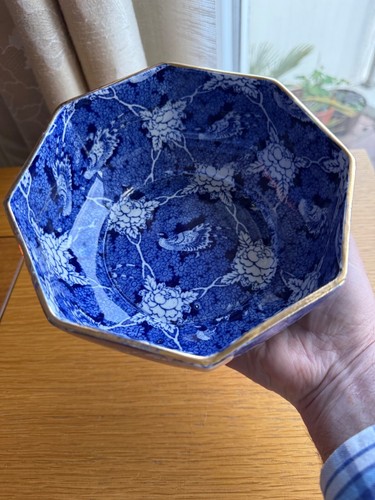 Sehr hübsche antike blau-weiße achteckige Dekoschale 17 cm B - Bild 6 von 6