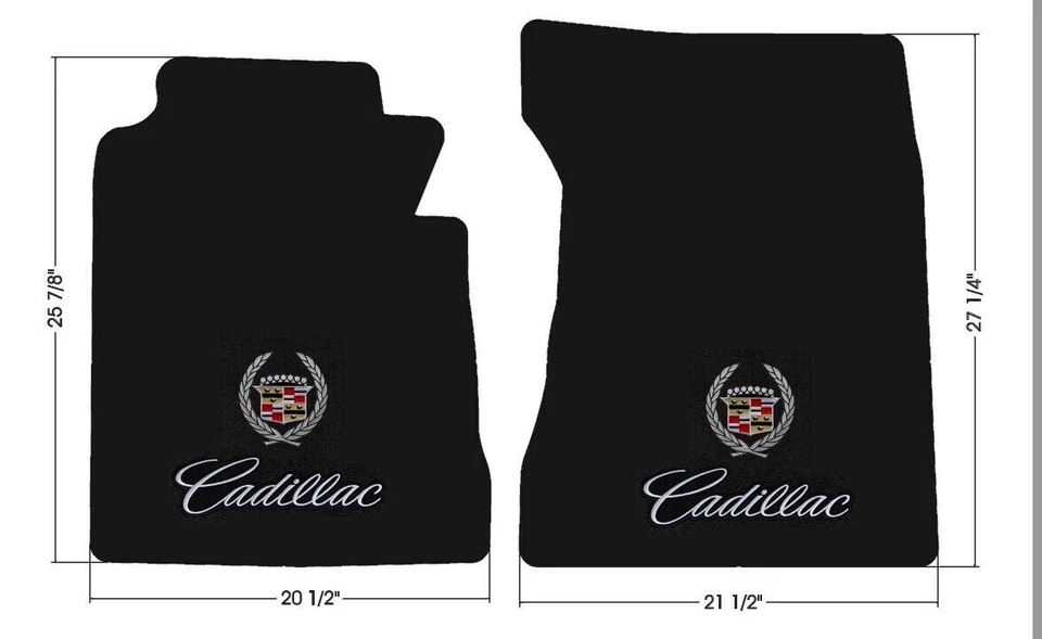 New! 1957 - 2002 Cadillac Eldorado Carpet Floor Mats Front Pair with Double Logo - Image 3 of 4