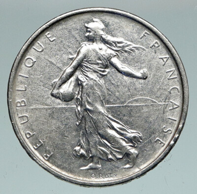 1962 FRANCE La Semeuse French SOWER WOMAN Old LARGE Silver 5