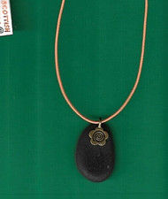 UK NORTH SEA coal 29" elastic orange textile pendant necklace Dunbar Scotland