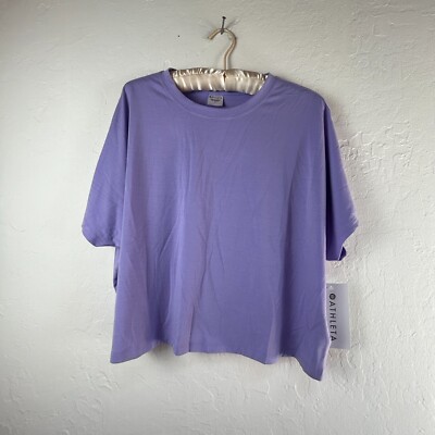 Athleta Essence Crop Tee Women Dolman Sleeve Crew Neck Medium Purple Sports New