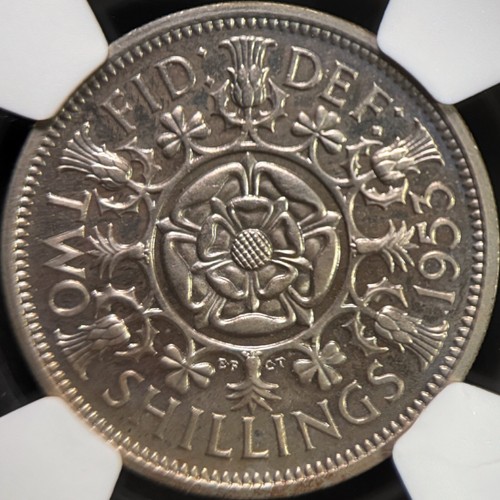 GREAT BRITAIN. 1953, Florin - NGC PF65 - 2 Shillings, Tudor Rose, Shamrocks C30 - Picture 5 of 5