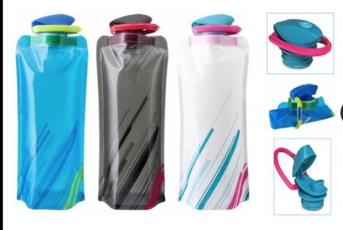 3pc Collapsible Reusable Water Bottles BPA Free - 16 ounces - Picture 2 of 5