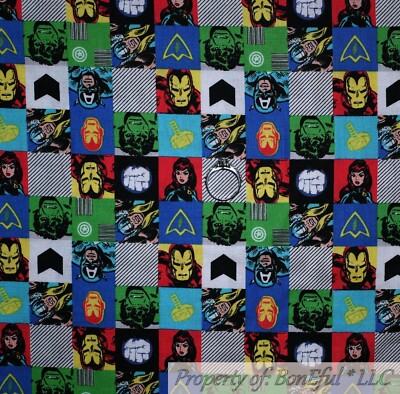 BonEful FABRIC Cotton Quilt Marvel Comic Check Super Hero Iron Man Hulk FL SCRAP