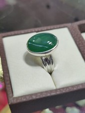 Natural Green Yemeni Aqeeq Ring For Men Agate ring green Sterling Silver 925