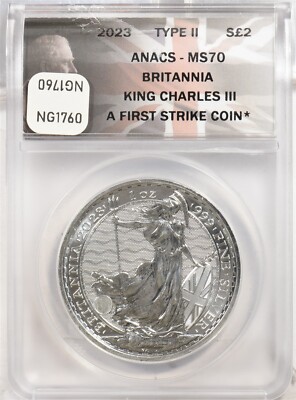 2023 Silver Round 2 Pound Britannia King Charles First Release
