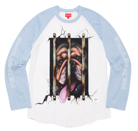 Supreme Dog Raglan Haut manches longues L/S bleu taille XL Mario Ayala