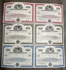 (Lot of 6) The Dow Chemical Company Bond Certificates