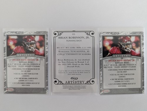 Lotto Brian Robinson Jr Alabama Crimson Tide Washington Commanders RC Rookie 2022 - Foto 2 di 2