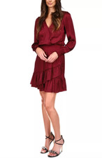 Michael Kors L19145 Women Petite Julia Dark Ruby Cheetah-Pattern Dress Size P/XS