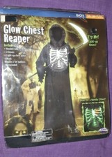 Fun World Glow Chest Reaper Boy Sz M 8-10 NIP Halloween Costume