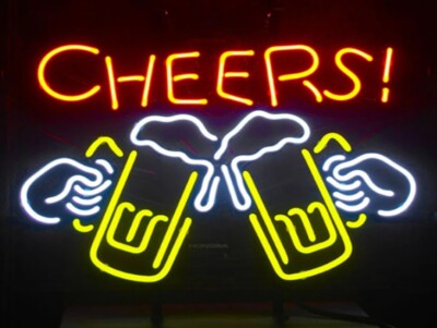 Cheers Beer Mugs 17''x14'' Neon Sign Lamp Light Artwork Display Wall Hanging LE