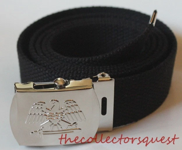 NEW EAGLE ADJUSTABLE 72" INCH BLACK CANVAS MILITARY GOLF WEB BELT CHROME BUCKLE