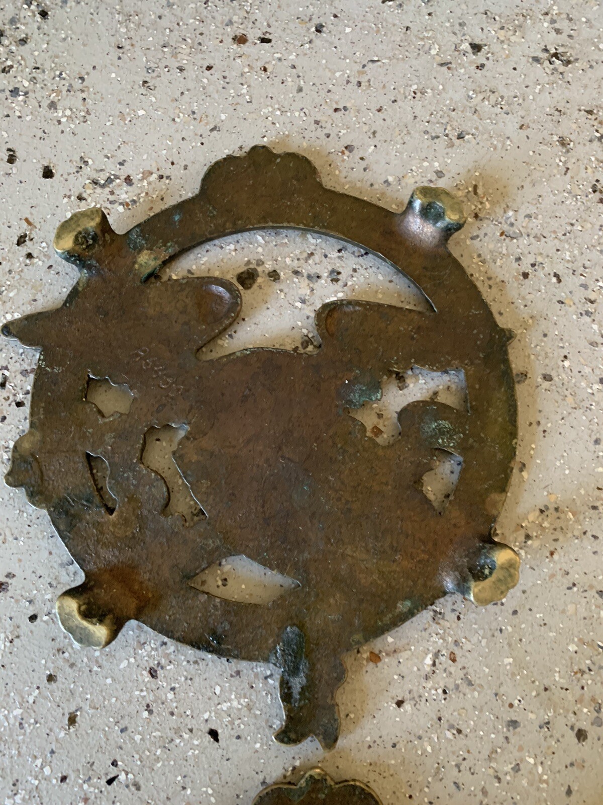 Pair Vintage Brass Trivets Eagle With Claw Feet Shield Stars Stripes