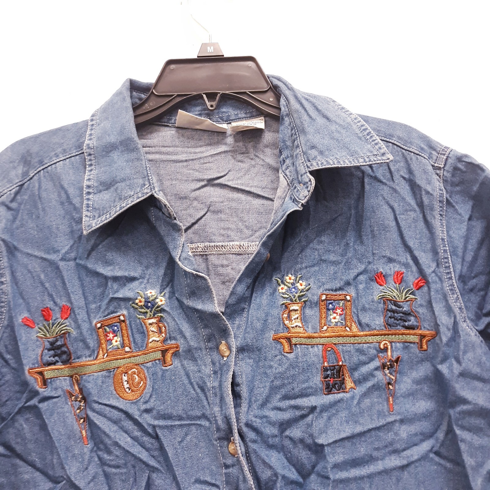 Basic Editions Womens Decorated Button up short S… - image 9