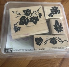 Stampin' Up Definitely Decorative Grapes Vine Wood Mount Rubber Stamp Set