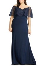 Mac Duggal Lace Capelet Jersey Gown- Size 24W (Plus Size) ( LK #124 A)