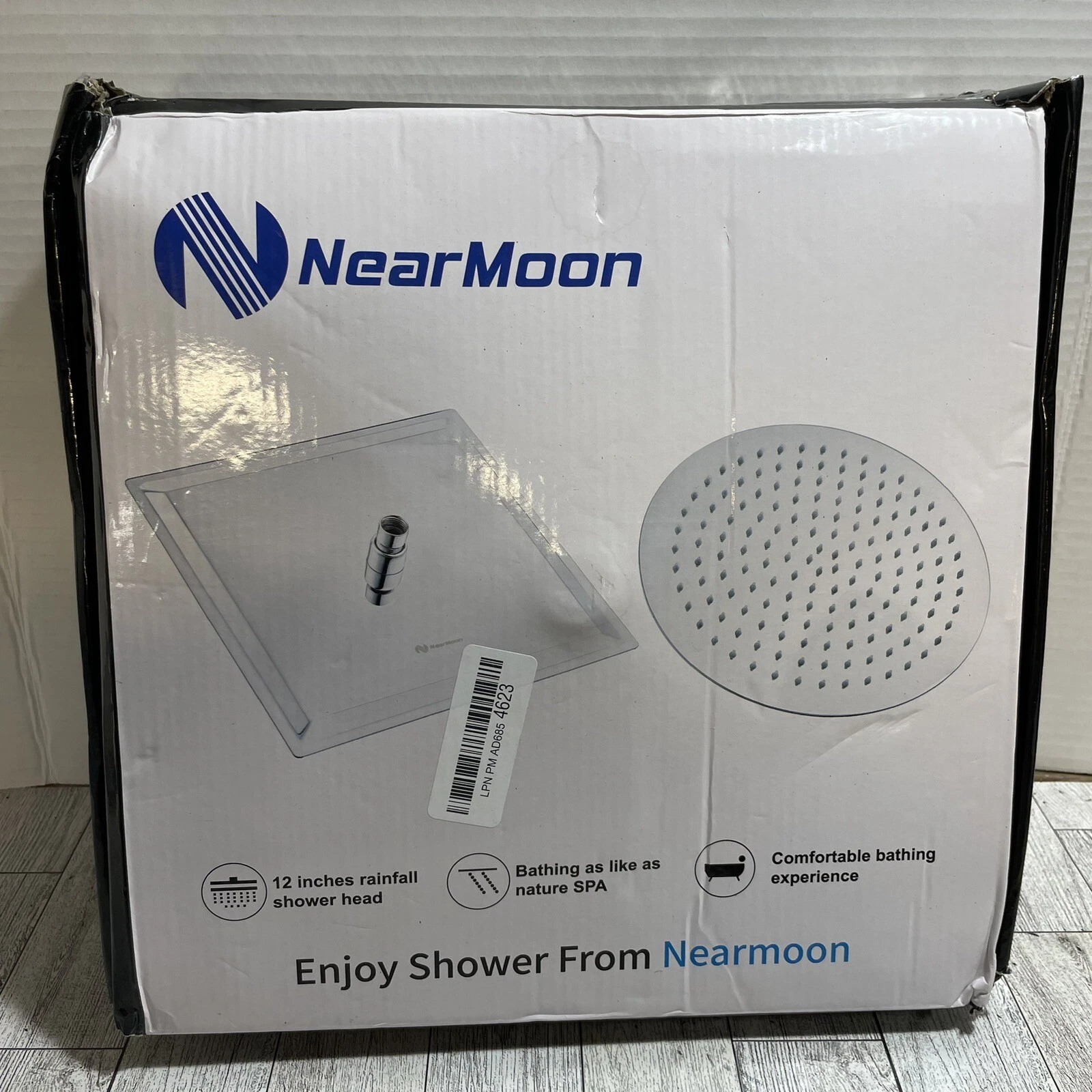 NearMoon 12 inch Rainfall Shower Head Square High Pressure Brushed Nickel NOP