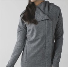 Lululemon Hooded Wrap Up Jacket Womens 6 Gray Full Zip Magnetic Thumb Holes 138