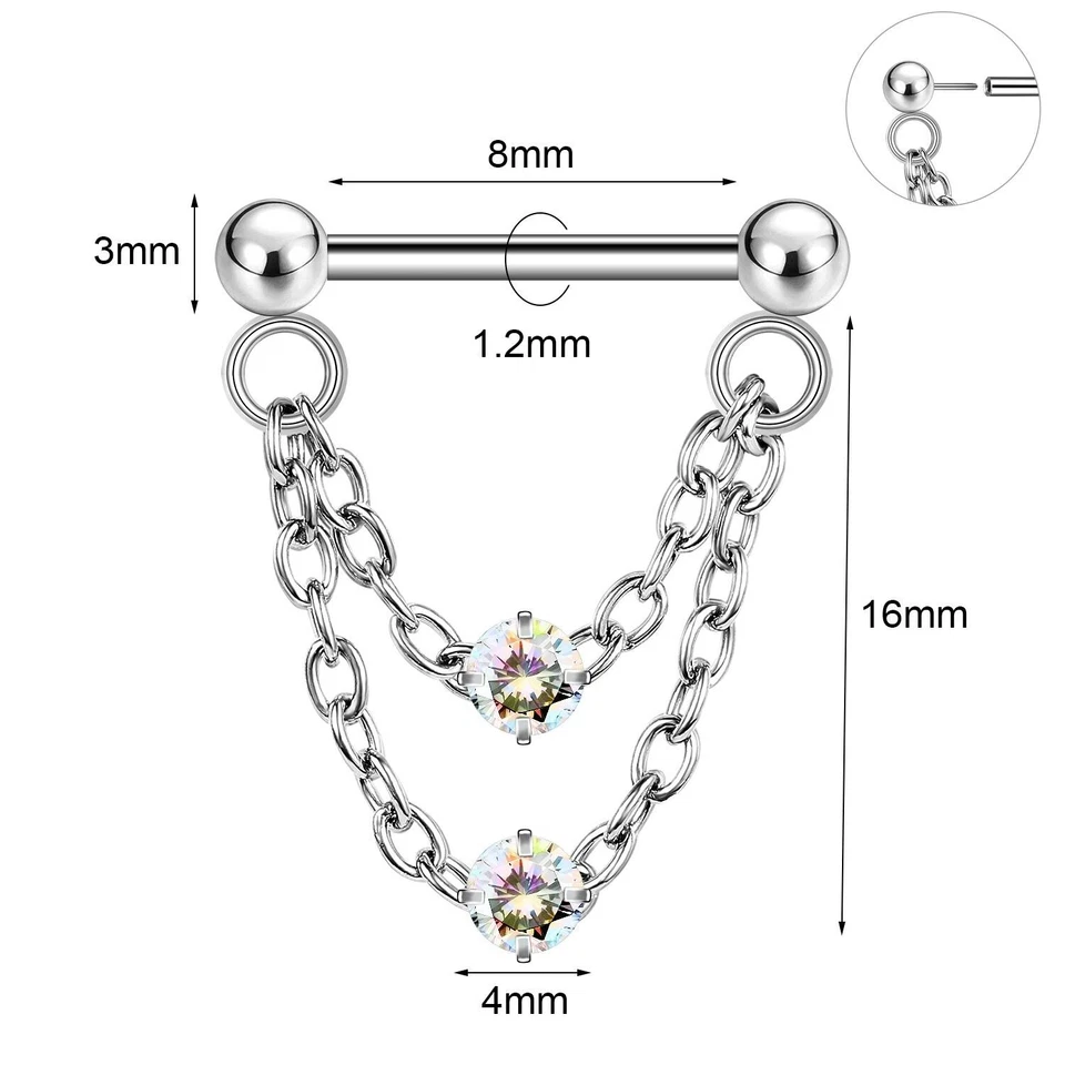 Lote de 2 piezas 16G anillo de nariz de acero quirúrgico sin rosca empuje en el tabique piercing joyería Foto 4 de 4