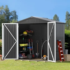Outdoor Large Storage Shed Tool Sheds Heavy Duty Storage House w/ Lockable Doors