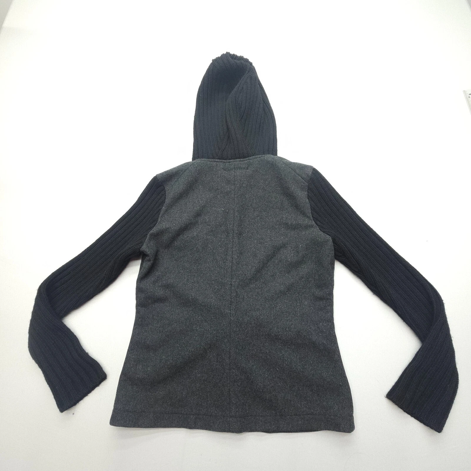 smartwool hooded merino wool button up black jacket