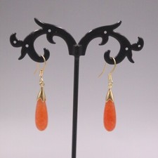 Pendientes colgantes de jade con calefacción de aleación GP para mujer pendientes de gota de lluvia roja gancho