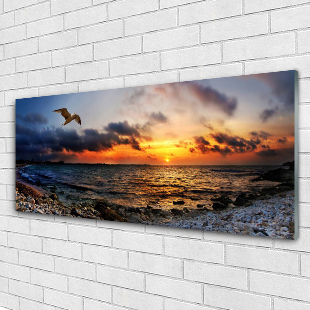 Tableau mural de qualite superieure en Plexiglas paysage de plage et mer 125x50cm