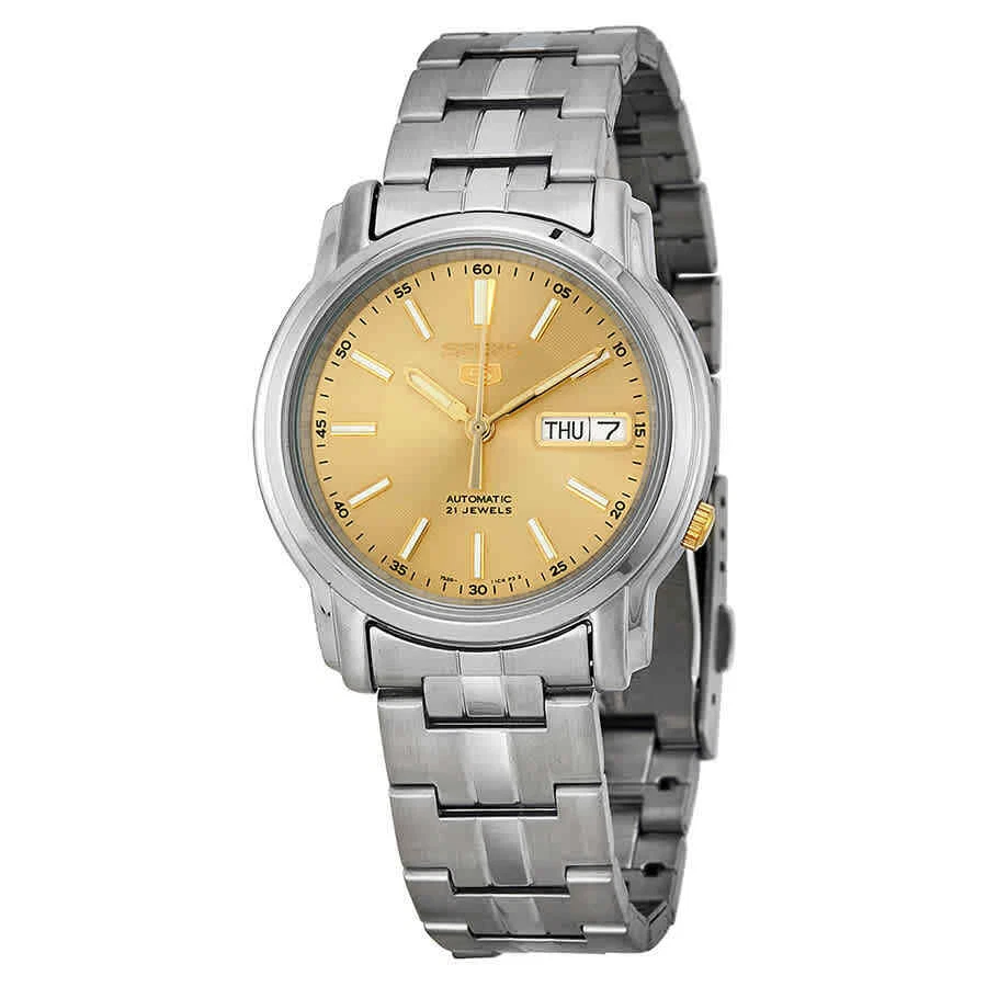 Seiko men's silvertone 2025 stainless steel automatic watch