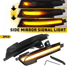 SMOKED Amber LED Sequential Side Mirror Signal Lights For 2015-2022 Ford Mustang