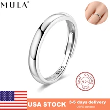 MULA European 925 Sterling Silver Open Size Ring Simple Smooth For Women Jewelry