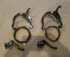 2 NEW BLACK ALLOY HAND BRAKES FOR 20"BMX BICYCLES,FRONT& REAR,MX,COMES COMPLETE 