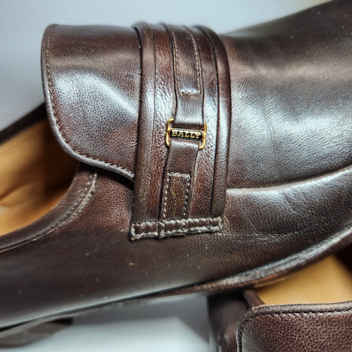 BALLY Brown Slip On Soft Leather Loafers Men\'s 9 1/2 D Made In Switzerland BALLY Brown Slip On Soft Leather Loafers Men main image 2