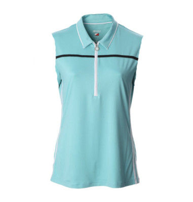 JRB 1/4-Reißverschluss ärmellos Golf Polo aqua/schwarz/weiß geformt/Besatz XS, S, M, L, XL NEU