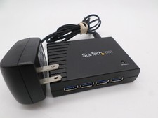 StarTech.com 4 Port Black SuperSpeed USB 3.0 Hub power adapter included