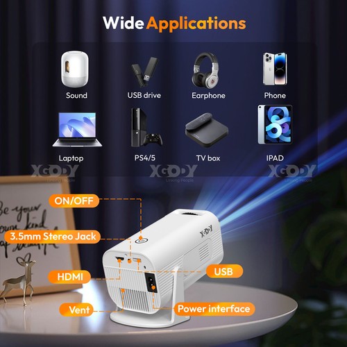 5G Smart LED Mini Projector Bluetooth WiFi Projector Home Theater Android & IOS - Picture 10 of 37