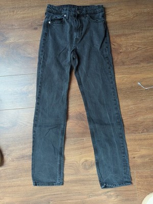 H&M Straight Regular Fit High Waist Jeans, Schwarz Größe 36