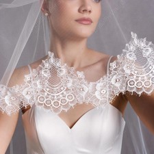 Chantilly Lace Mantilla Eyelash Edge Wedding Veil Handmade Custom Length Bridal