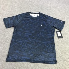 Spyder Rash Guard Shirt Mens Large Blue Geometric UPF 30 Swim Quick Dry S923028