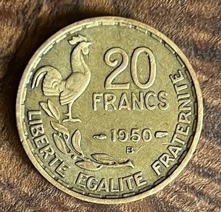 20 FRANCS . G GUIRAUD . 1950 B . 3 FAUCILLES . ( Voir photos recto verso )