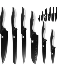 Black Stainless Steel Knife Set, Sharp Kitchen Knife Set, 6 Pcs