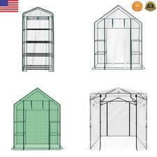 Walk-in Greenhouse Gardening Green House w/ Door Shelves For Indoor Outdoor